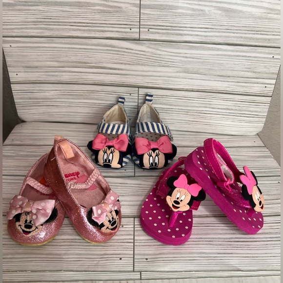 Disney Other - Disney Minnie Mouse Baby Girl Shoe Sandals Bundle Lot 0-6 Months Old